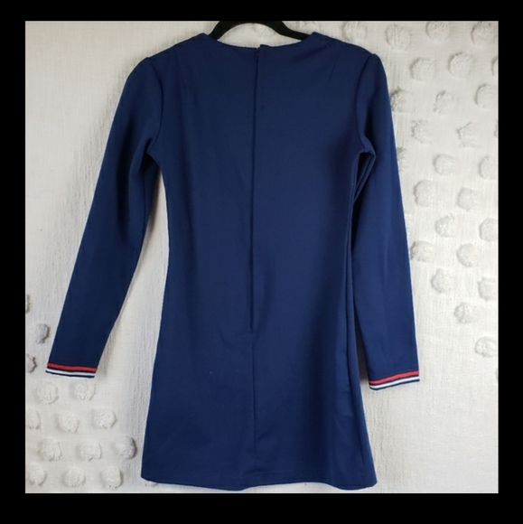 Pop England  Retro Blue Embroidered Mini Dress - Picture 3 of 7